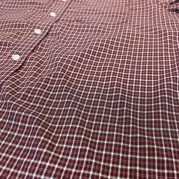 LL Bean Shirt Men’s Size Medium Plaid Check Button Up Short Sleeve Wrinkle Free - Picture 7 of 8